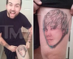 Man Gets a Justin Bieber Tattoo - But Is It Real (FT. IMAGE)