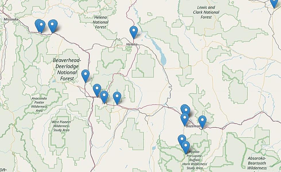 MAP: Montana Highway Patrol Busy With Accidents on Monday
