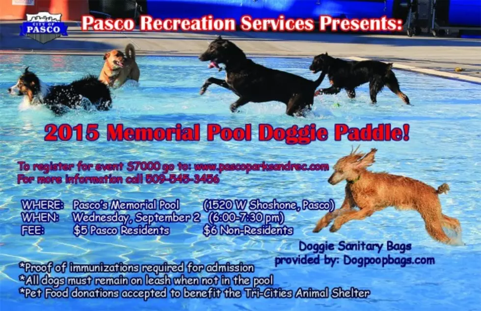 2015 Memorial Pool Doggie Paddle Wednesday September 2, Pasco&#8217;s Memorial Pool