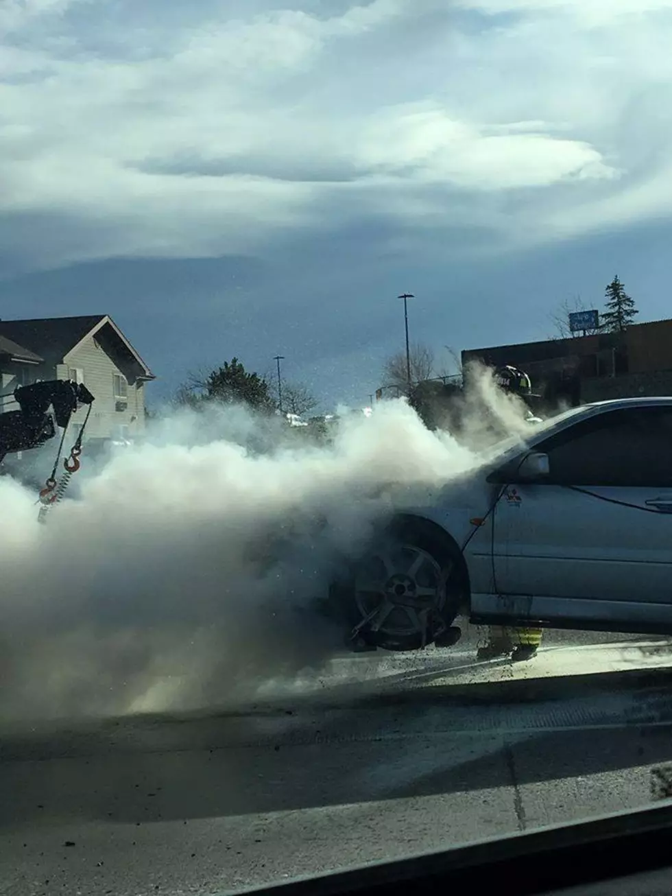 Car Towed On 395 Bursts Into Flames! [PHOTOS]