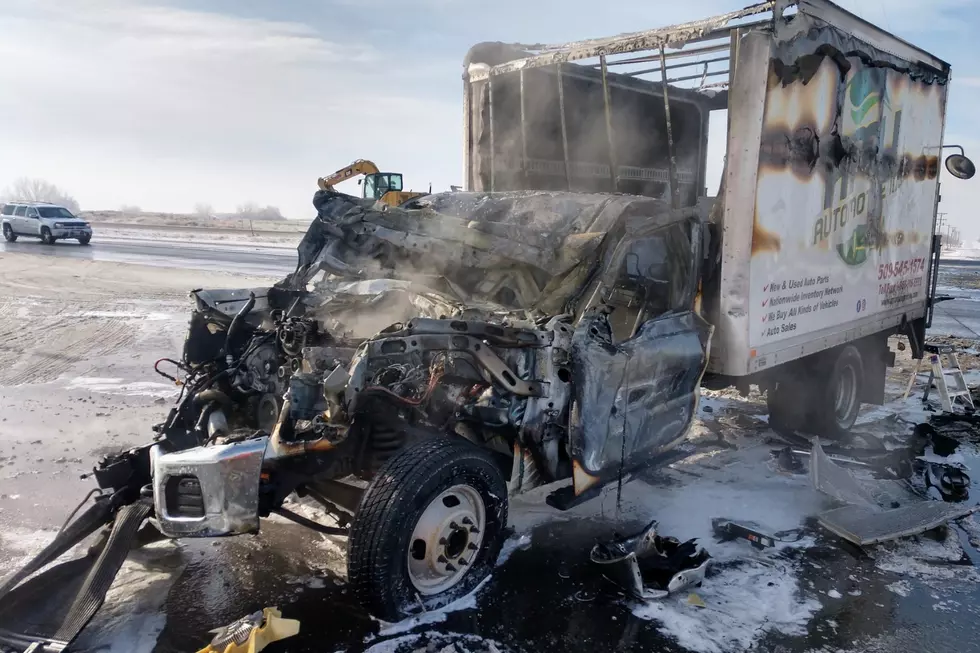 Delivery Truck Catches Fire After Crashing in Pasco on Hwy 395