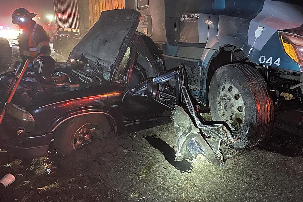 Semi Crushes Disabled Pickup Partly in Lane of Washington Highway