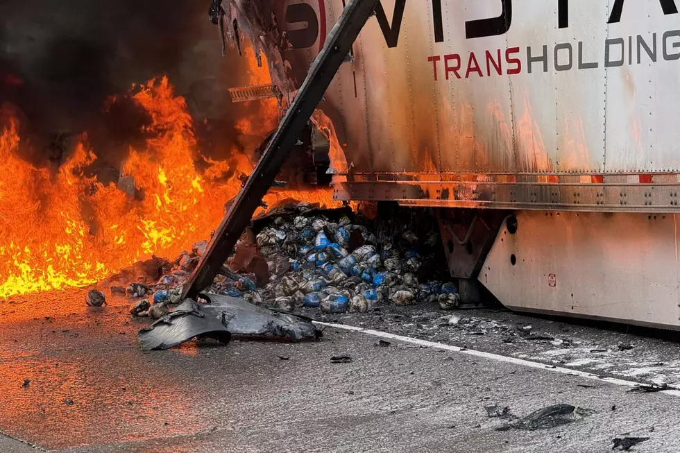 Huge Traffic Backup: Fire Engulfed Semi Closed EB Lanes of I-90