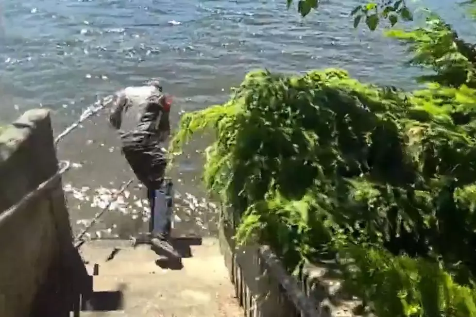 Motorcyclist in Leather Tried to Get Away from Police by Swimming