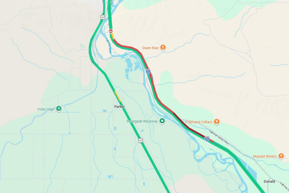 A Rolled Semi Is Blocking Westbound I-82 Near Yakima This Morning