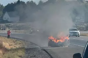 Red Sedan Caught Fire Near Keen Overpass on I-182 in Richland