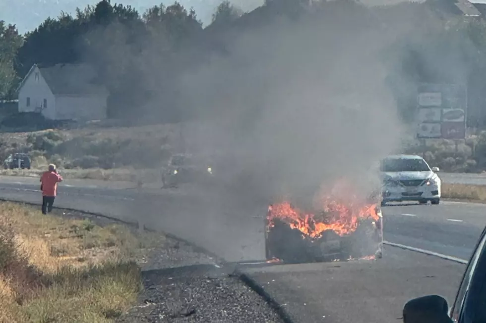 Red Sedan Caught Fire Near Keen Overpass on I-182 in Richland