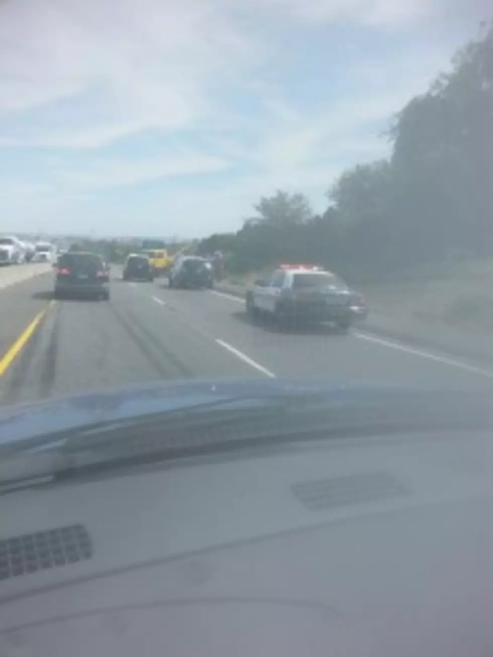 Wow! How Did This Truck End up THERE?  Over-Railing Crash Snarls Kennewick 395 Traffic [PHOTOS]