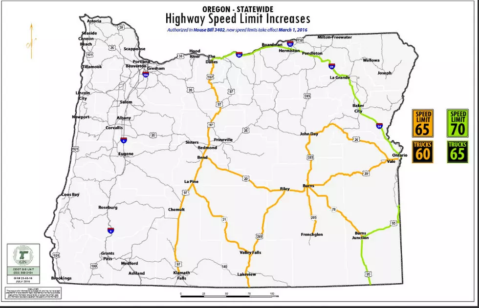 Speed Limits To Rise on Some Eastern, Central Oregon Highways