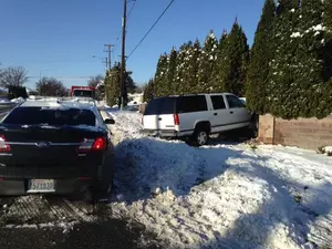 Driver Error, Snow, Sends SUV Into Brick Wall in Kennewick
