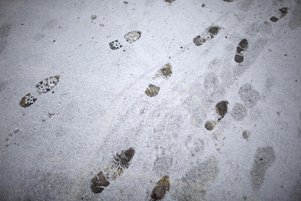 Snowfall (AGAIN) Helps Police Track Car Theft Suspect, Footprints in Snow