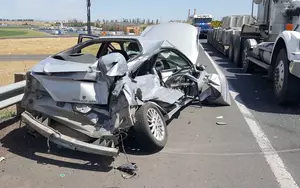 Semi Trucks Ping Pong Car in Serious Injury Crash Near Stanfield, OR