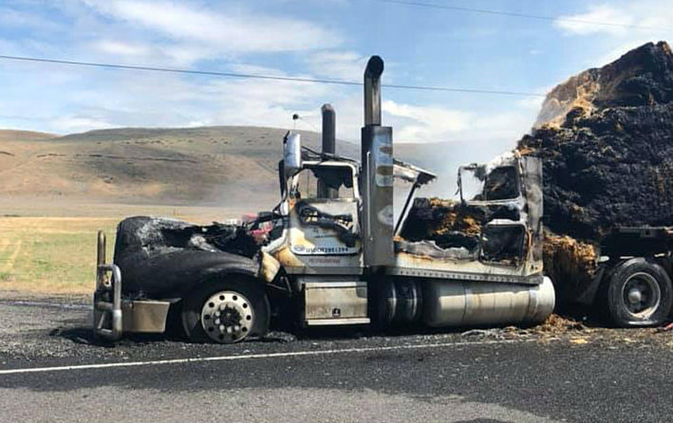 Stunning Photos of Hay Truck Fire Released, Driver Escaped Injury