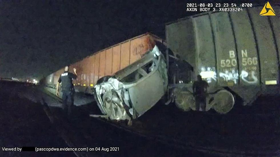 100 MPH Sedan Cartwheels Between Train Cars in Pasco, Gets Stuck