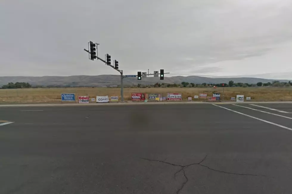 political signs on roadway from 2018