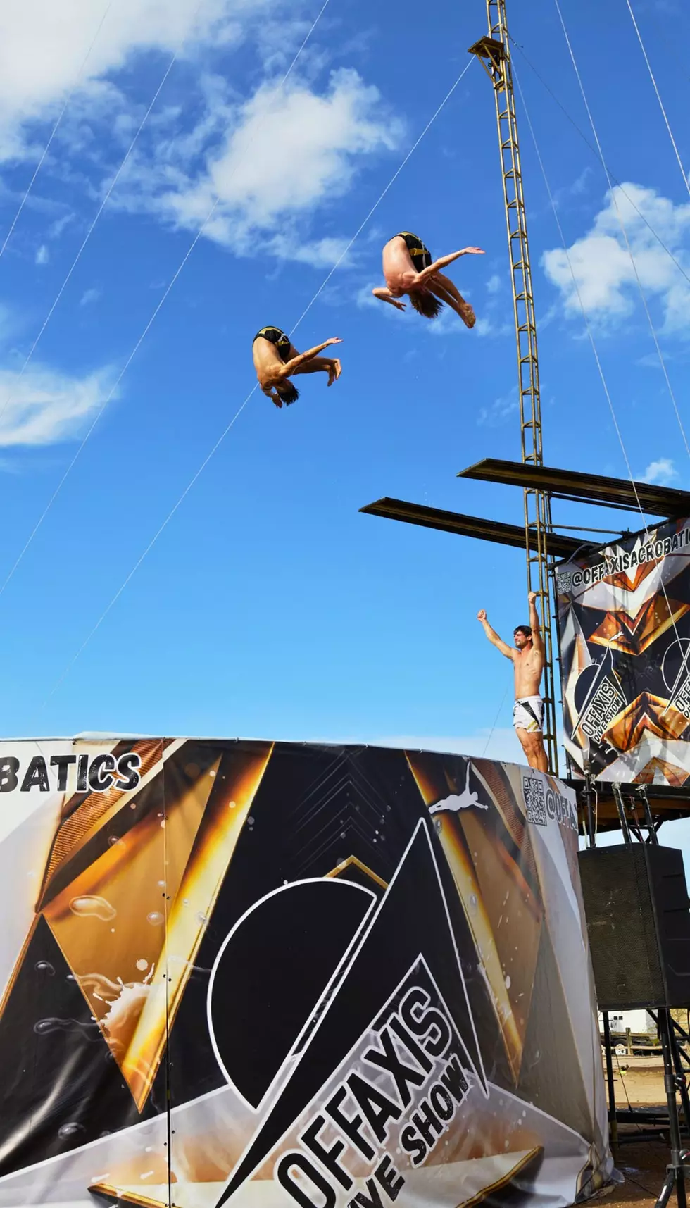 acrobats, blue sky