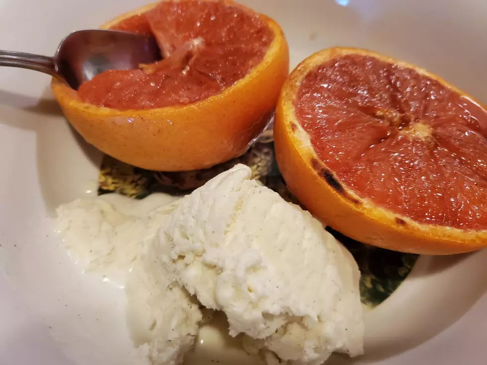 Broiled Grapefruit with vanilla ice cream