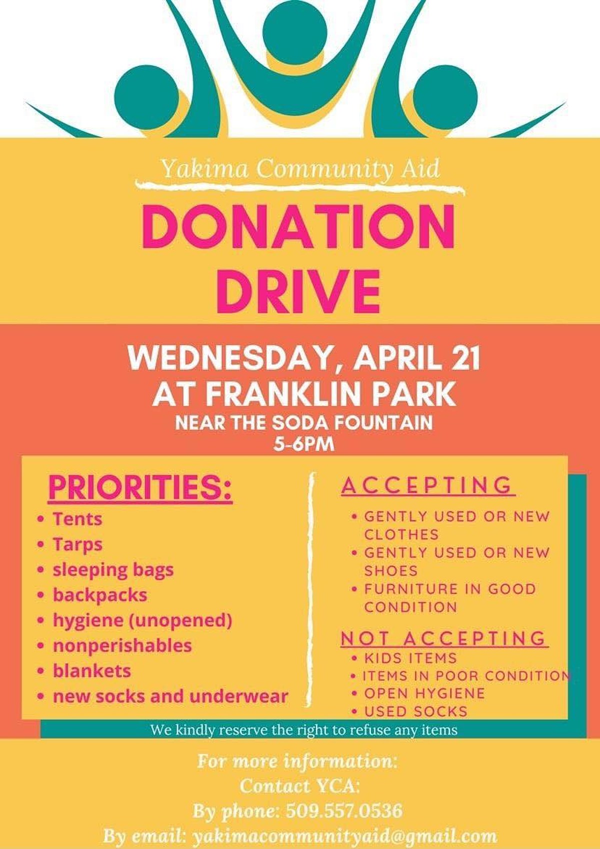 Yakima Community Aid Donation Drive Wednesday April 21 at 5 pm