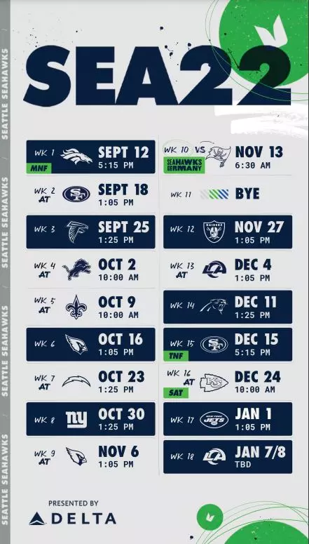 Thanksgiving home game highlights Seahawks' schedule