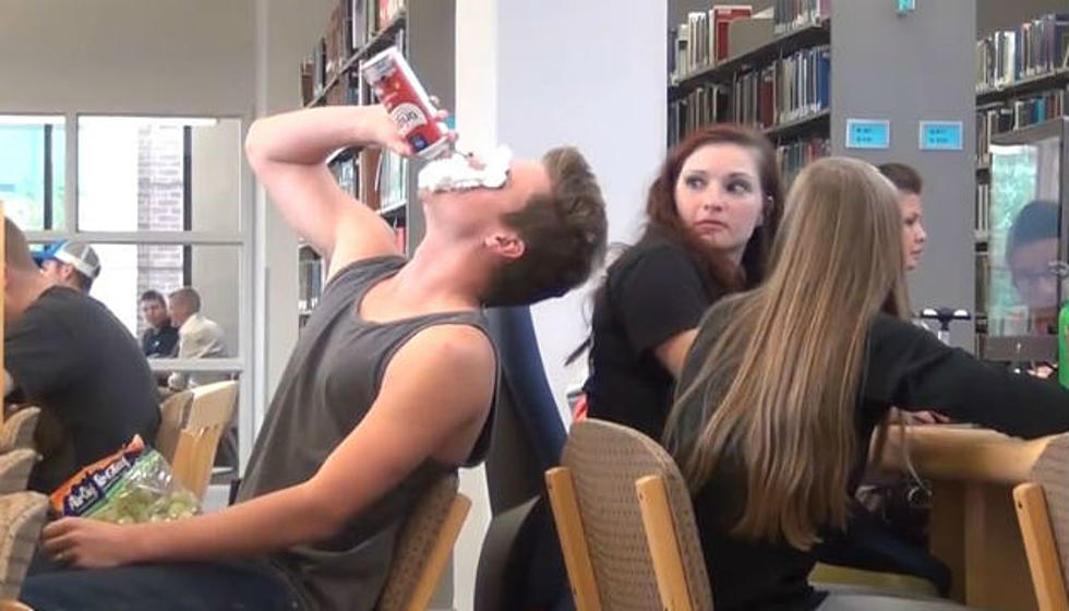 Hilarious Loud Eating Prank Annoys Everybody in a Library
