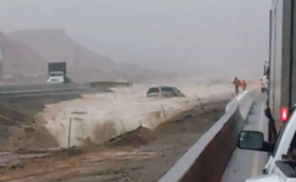 Flash Flooding Dramatically Sweeps Minivan Off Ledge of Highway in Nevada