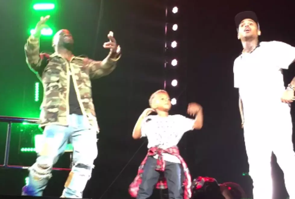 Chris Brown Brings Out His Nephew & Kevin Hart At Concert [VIDEO]