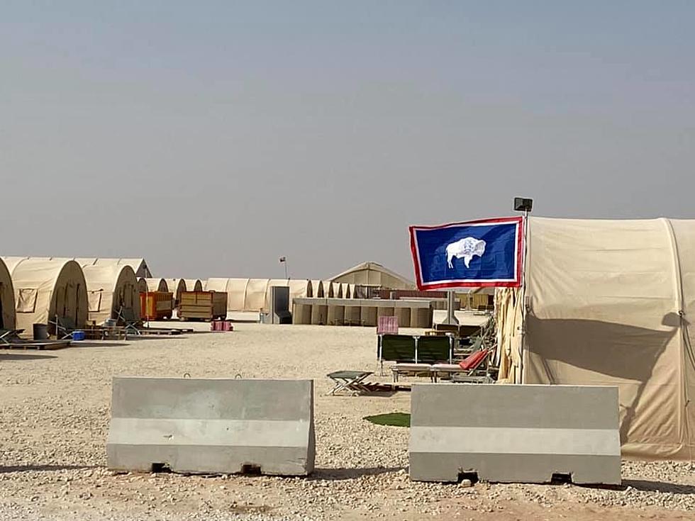 Wyoming Flag Proudly Flying At USAF Base In Saudi Arabia