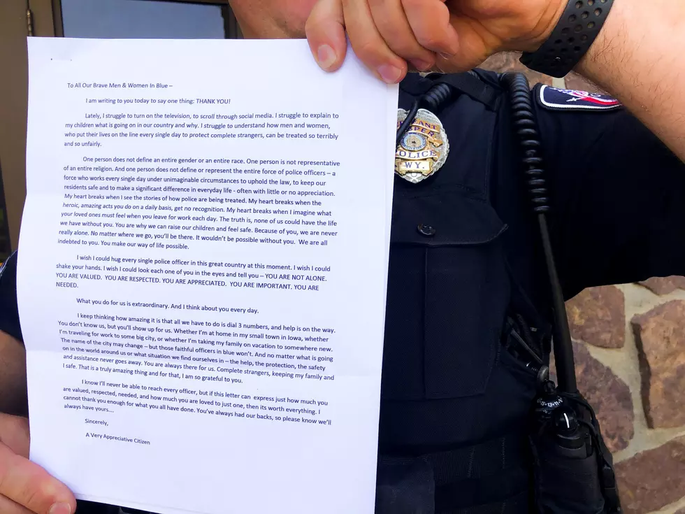 Casper Police Department Shares Appreciation Letter From Iowa Resident