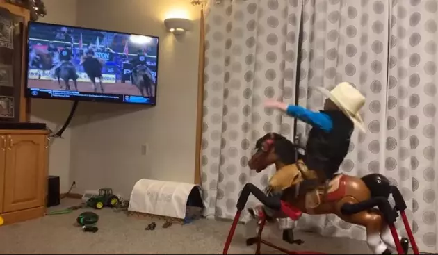 Check Out This Cute Little Cowboy Training For The Rodeo