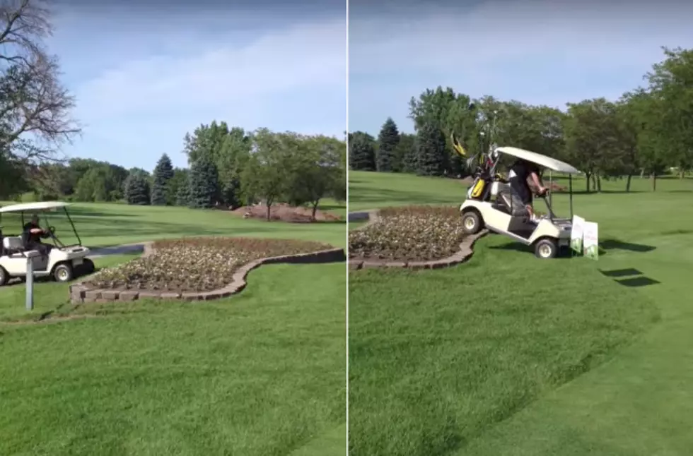 A Guy In A Golf Cart Tries To Jump A Flower Bed- [VIRAL VIDEO]