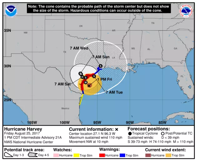 1 PM NHC Update On Hurricane Harvey