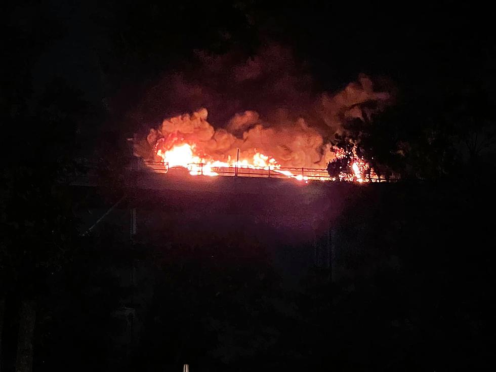 I-10 Bridge in Flames Currently in Lake Charles