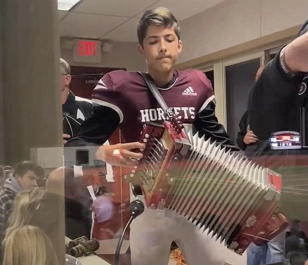 Grand Lake Football Player Plays National Anthem On Accordion 