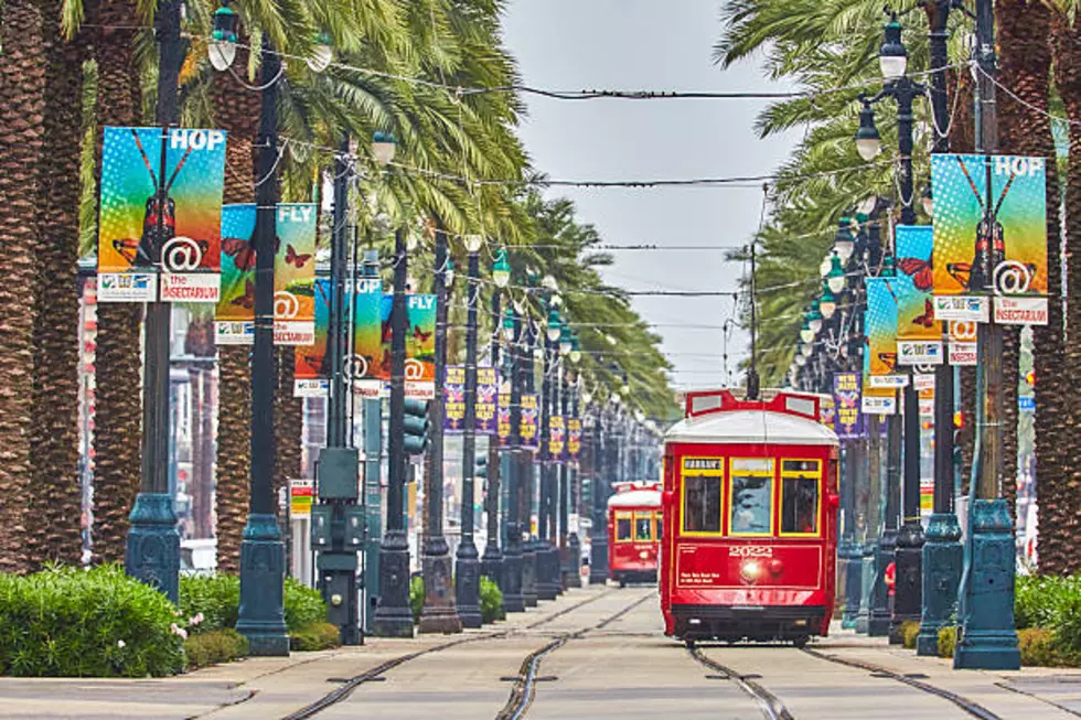 The red street cars of the city of New Orleans,Louisiana