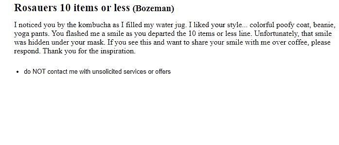 Lovely craigslist bozeman free stuff Bozeman S Best Missed Connections March 2021 Edition
