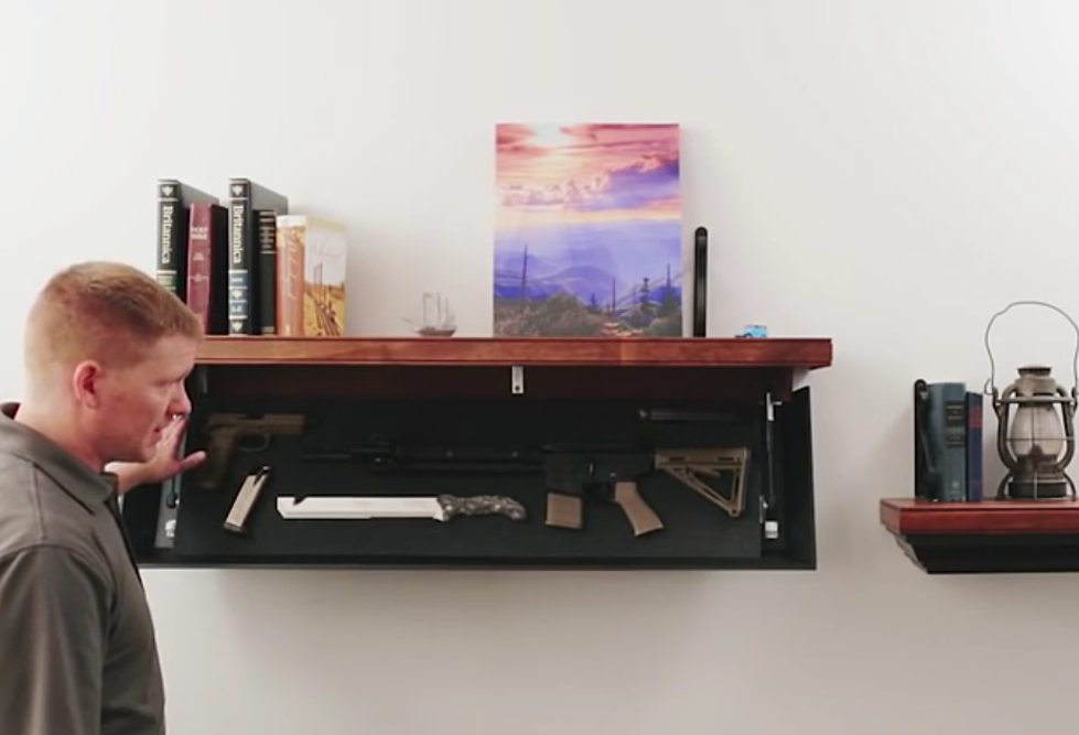 Here’s A Shelf That Doubles as A Gun Safe.  Sweet! [VIDEO]