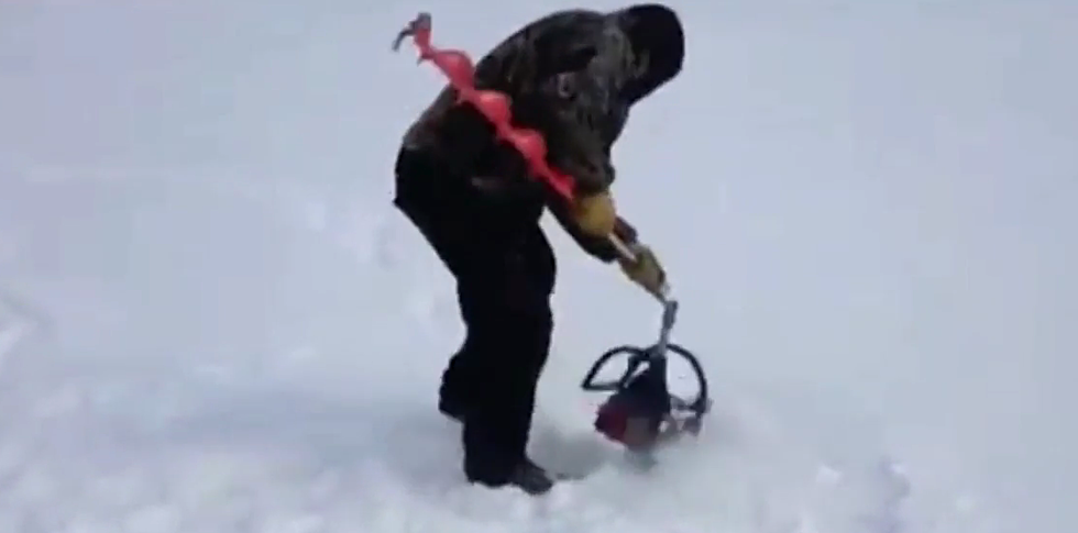 This Ice Auger Fail Will Make You Laugh! [VIDEO]