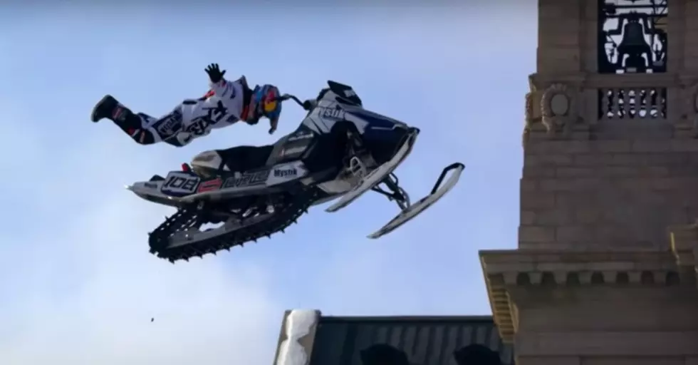 Acclaimed Snowmobiler Levi LaVallee Recording Duluth Stunt Video