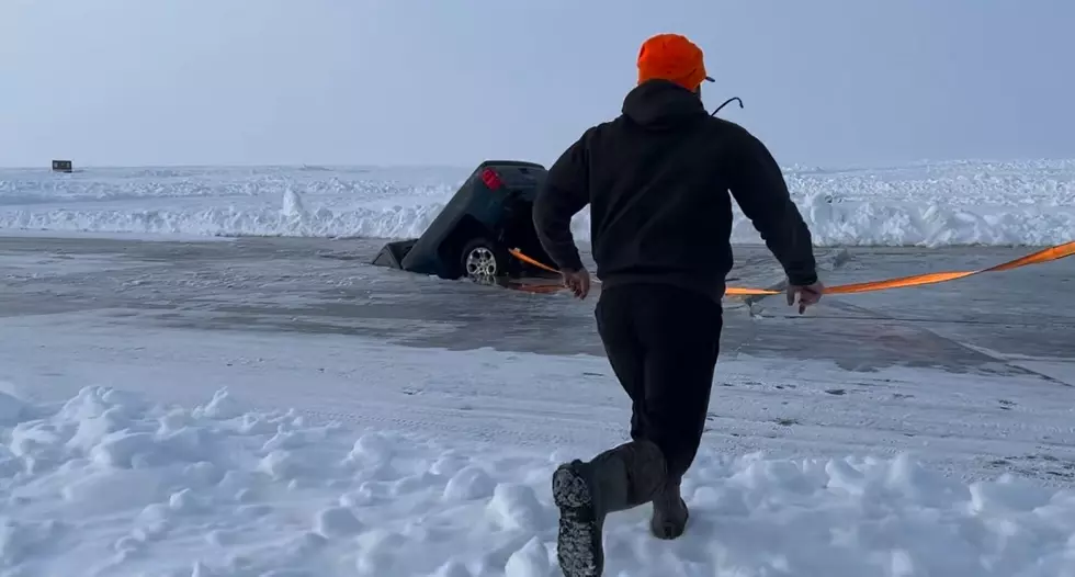 Minnesota Man Shares Dramatic Video Of Truck Falling Through Ice at Lake Of The Woods