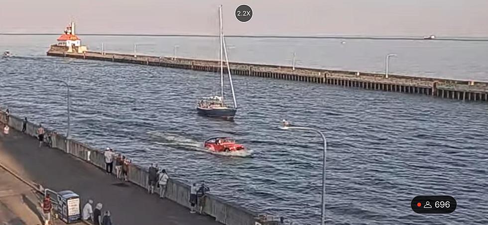 Is This Really A Red Jeep Boating Under Duluth’s Lift Bridge?
