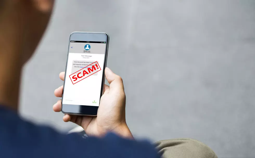 Text message SMS scam or phishing concept. Man hands using smart phone