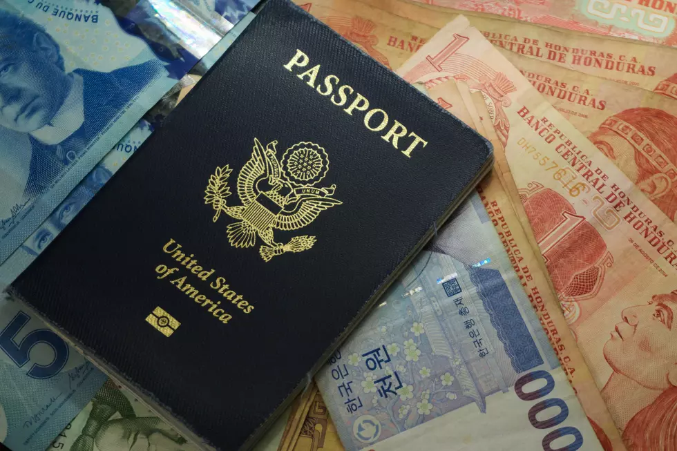 Passport on a variety of currency
