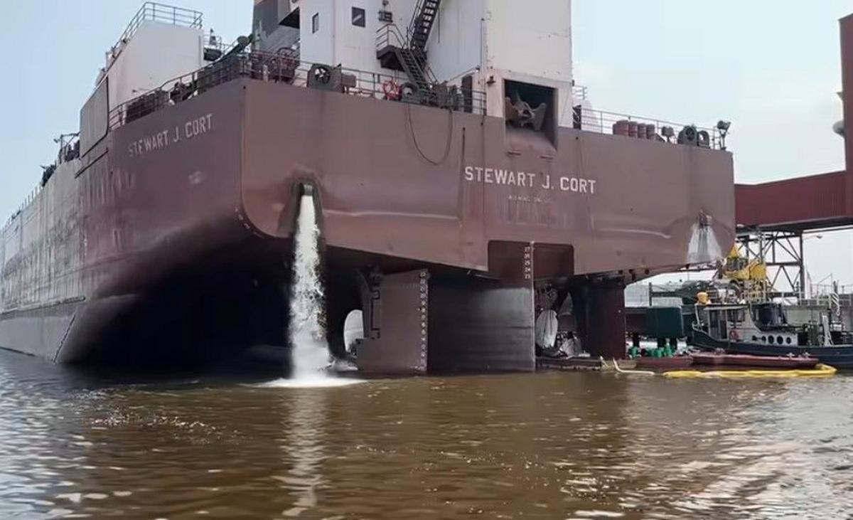 Watch How Crews Repair The Stewart J. Cort Without Dry Docking It Watch How Crews Repair The Stewart J. Cort Without Dry Docking It