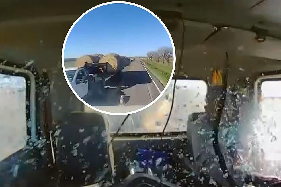 WATCH: Hay Bale Smashes Trucker's Window on East Texas Road