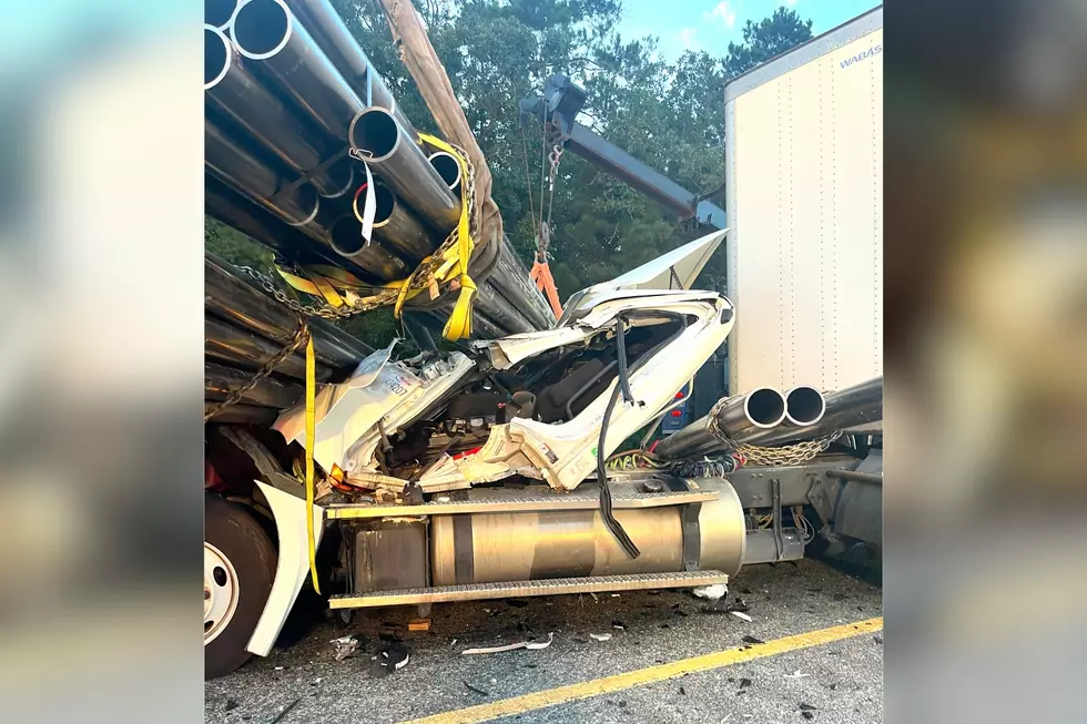 18-Wheelers Collide Near Diboll, Driver Somehow Survives Mangled Cab