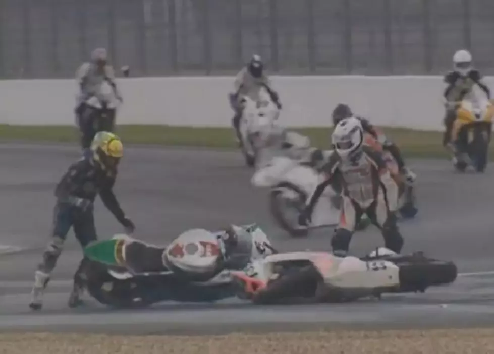 Two Motorcycles Got Tangled Up After a Crash and Spun Around in Circles
