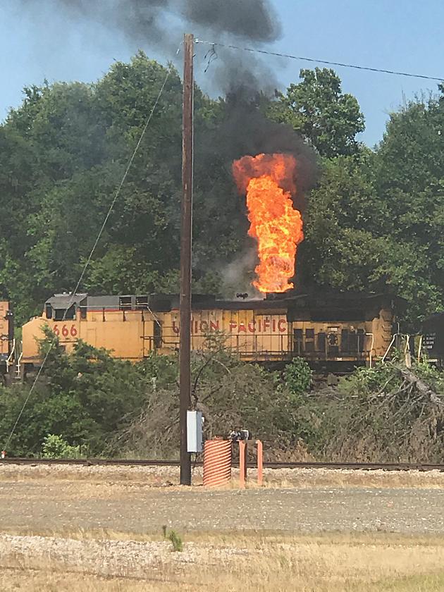 Train Engine Catches Fire in Liberty-Eylau