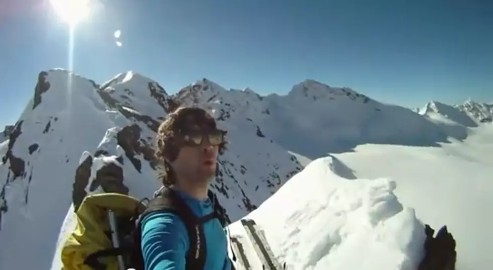 Skier Loses Footing, Falls Off Huge Cliff [VIDEO]