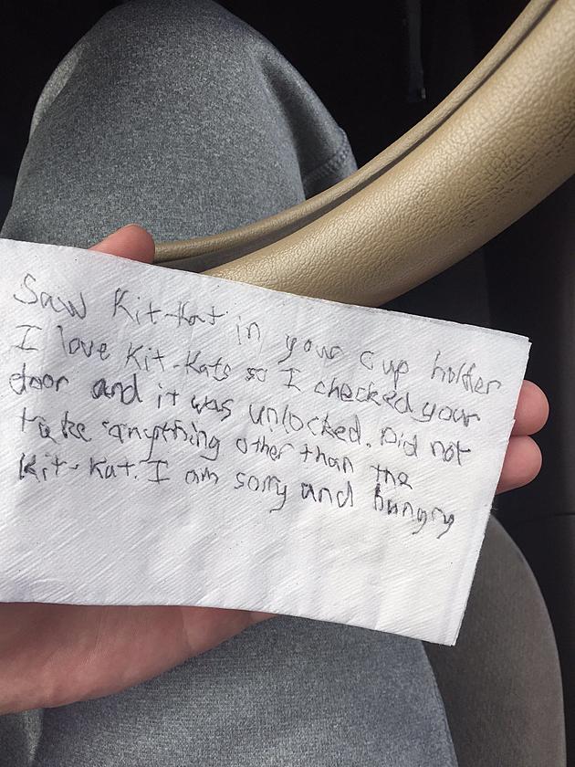 Thief Leaves Apology Note After Stealing Candy Bar from College Kid&#8217;s Car
