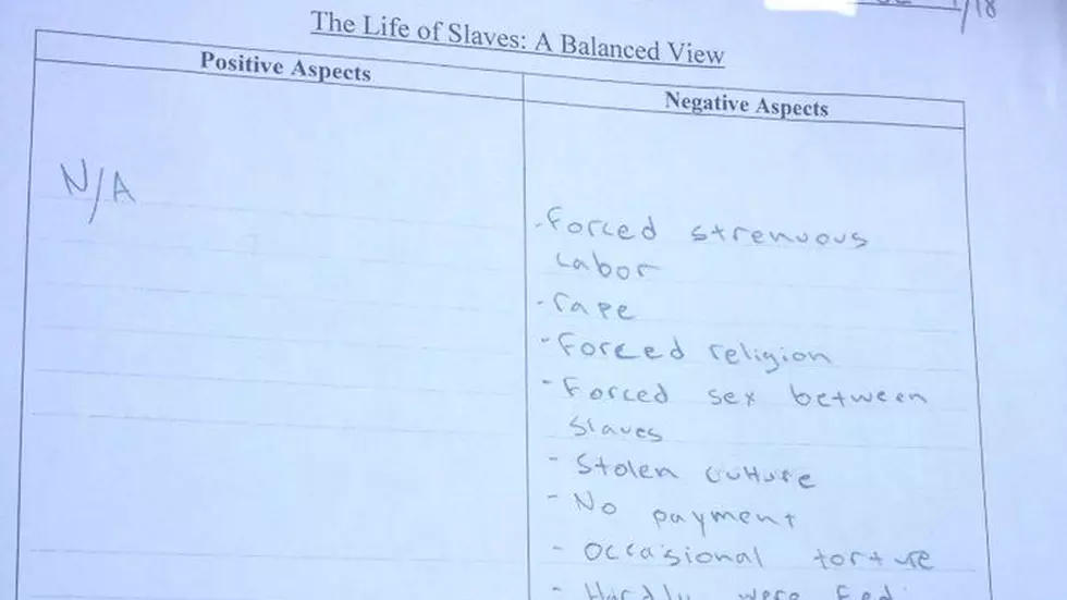 Texas School Assigns Students to List Positive Aspects of Slavery